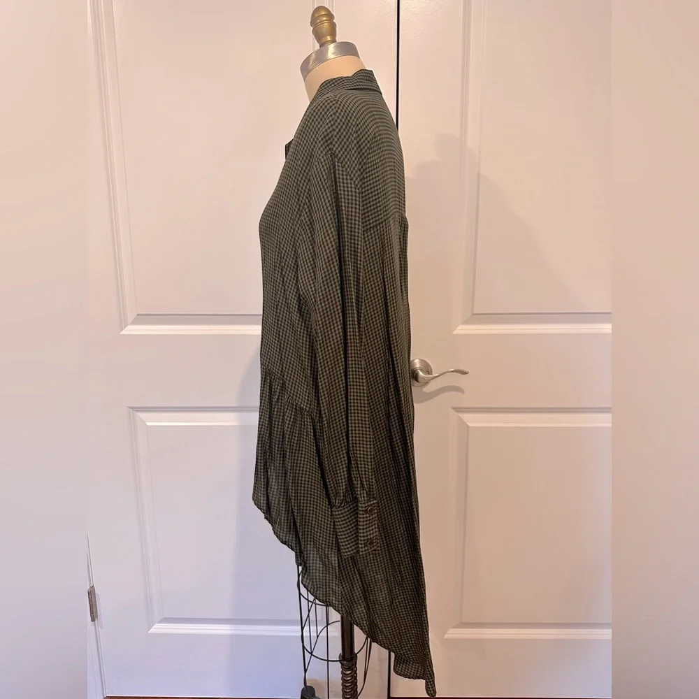 Zara green/black check high/low tunic top - Picture 3 of 6